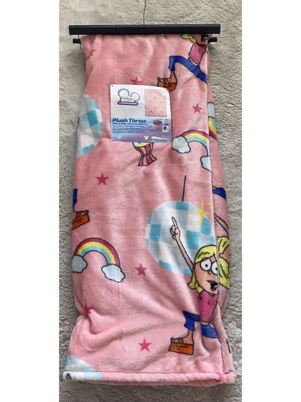 Disney Throwback Lizzie McGuire Disco Ball Pink Soft Throw Blanket 50” X 70” NEW